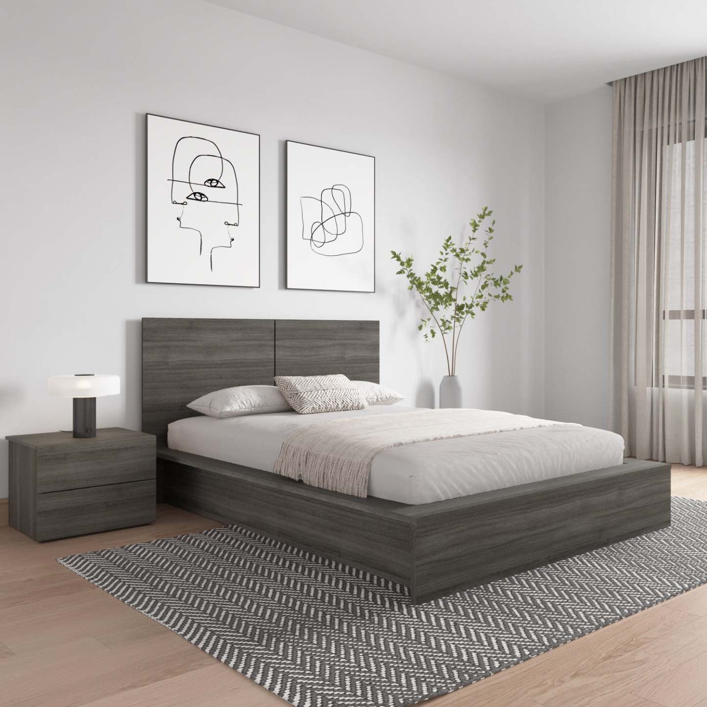 Nordika James Queen Headboard - Grey Oak|Tête de lit James Nordika - chêne gris