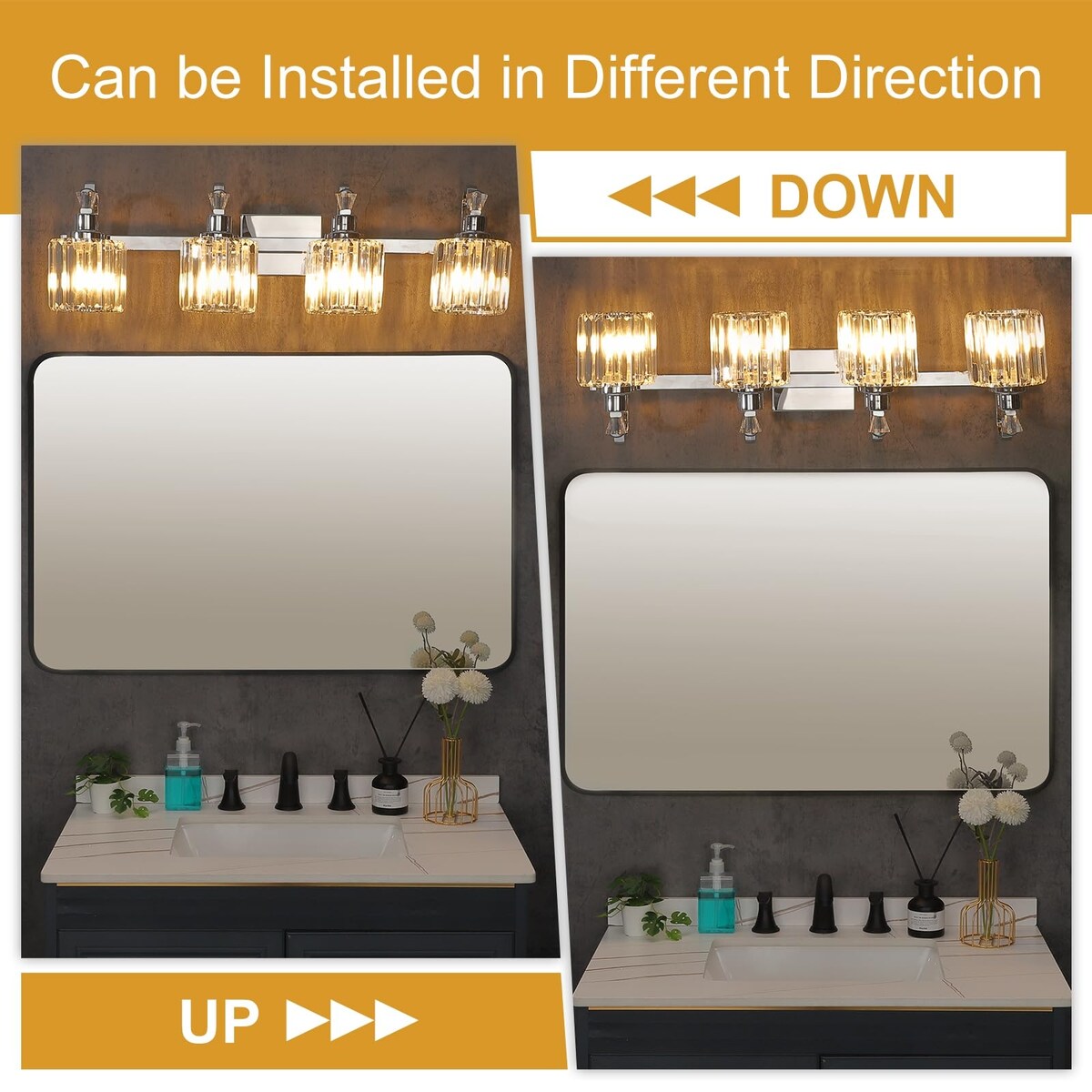 Luminaires modernes à 5 lumières en cristal pour salle de bain