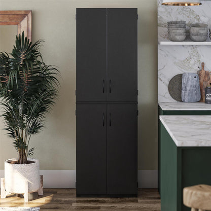 Ameriwood Home 72 4-Door Storage Cabinet - Noir|Armoire de rangement Ameriwood Home de 72 po à 4 portes - noire