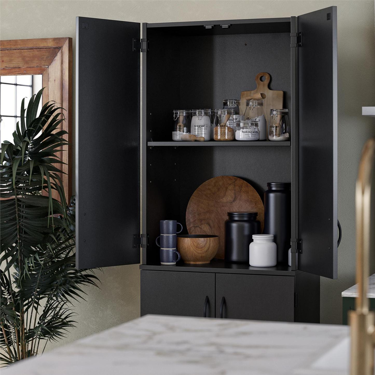 Ameriwood Home 72 4-Door Storage Cabinet - Noir|Armoire de rangement Ameriwood Home de 72 po à 4 portes - noire
