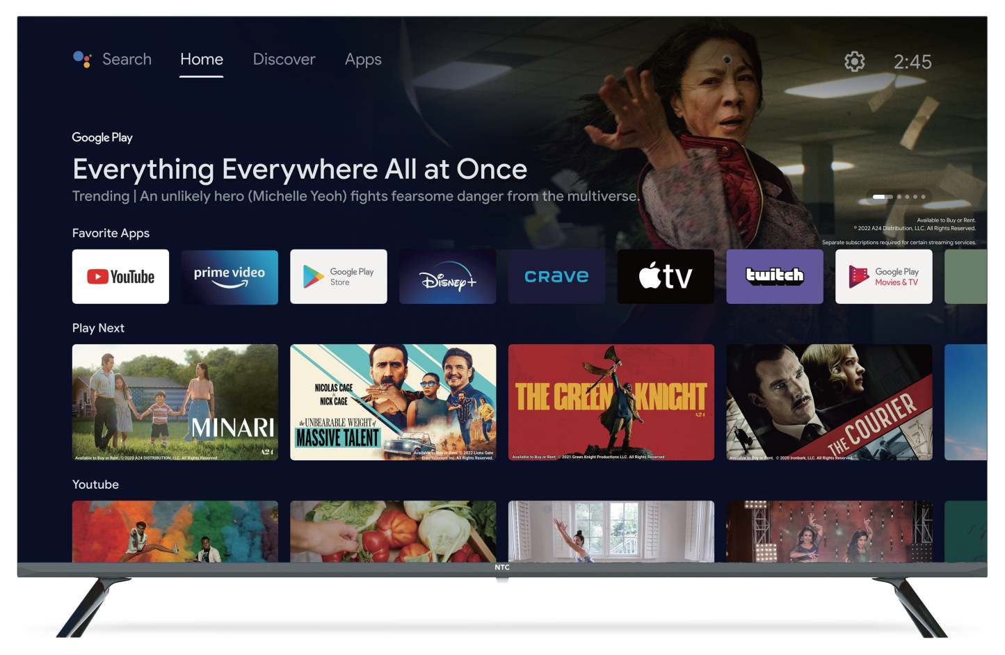 Téléviseur intelligent Android NTC 55 UHD | Téléviseur intelligent NTC UHD de 55 po avec Android TVMC