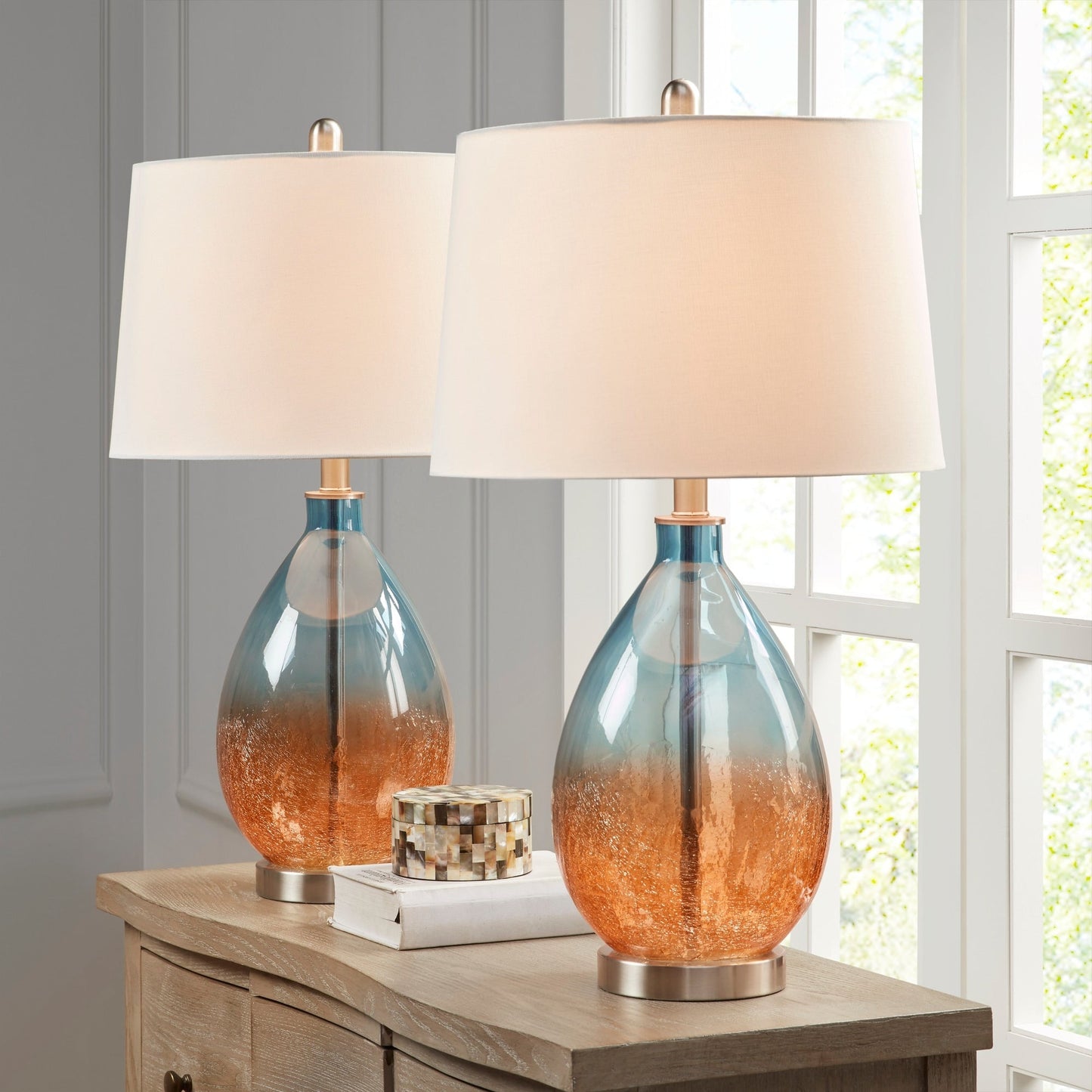 Lampe de table en verre Cortina Ombre de 510 Design, lot de 2