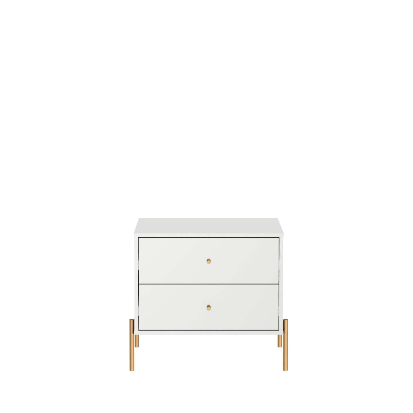 Manhattan Comfort Jasper Nightstand with Steel Gold Legs - White Gloss|Table de nuit Jasper de Manhattan Comfort avec pattes en acier doré - blanc lustré