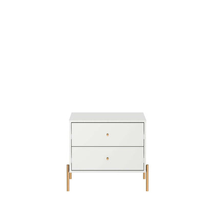 Manhattan Comfort Jasper Nightstand with Steel Gold Legs - White Gloss|Table de nuit Jasper de Manhattan Comfort avec pattes en acier doré - blanc lustré