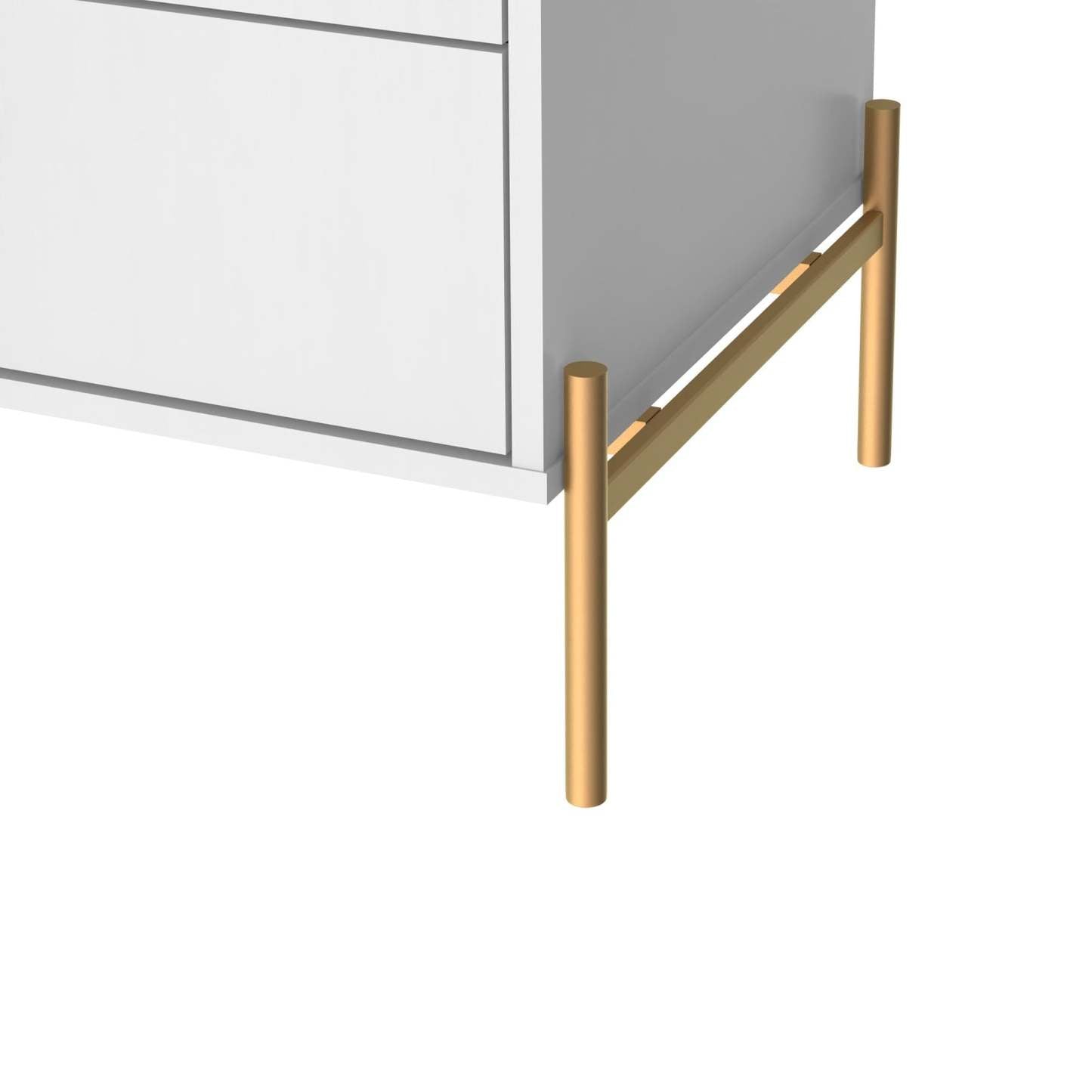Manhattan Comfort Jasper Nightstand with Steel Gold Legs - White Gloss|Table de nuit Jasper de Manhattan Comfort avec pattes en acier doré - blanc lustré