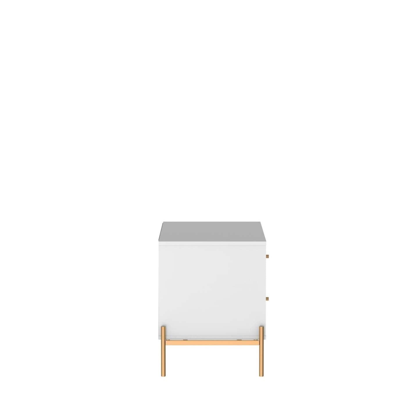 Manhattan Comfort Jasper Nightstand with Steel Gold Legs - White Gloss|Table de nuit Jasper de Manhattan Comfort avec pattes en acier doré - blanc lustré