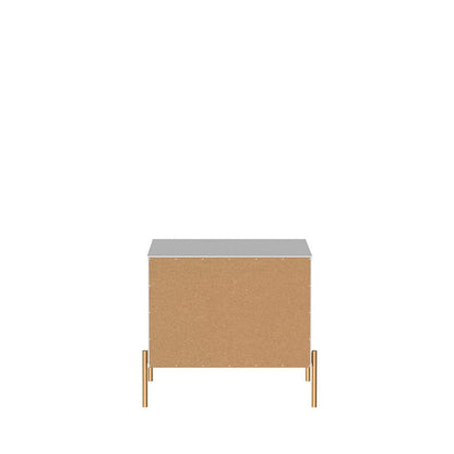 Manhattan Comfort Jasper Nightstand with Steel Gold Legs - White Gloss|Table de nuit Jasper de Manhattan Comfort avec pattes en acier doré - blanc lustré
