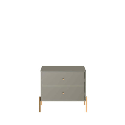 Manhattan Comfort Jasper Nightstand with Steel Gold Legs - Grey Gloss|Table de nuit Jasper de Manhattan Comfort avec pattes en acier doré - gris lustré