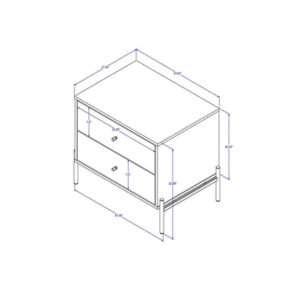 Manhattan Comfort Jasper Nightstand with Steel Gold Legs - Grey Gloss|Table de nuit Jasper de Manhattan Comfort avec pattes en acier doré - gris lustré