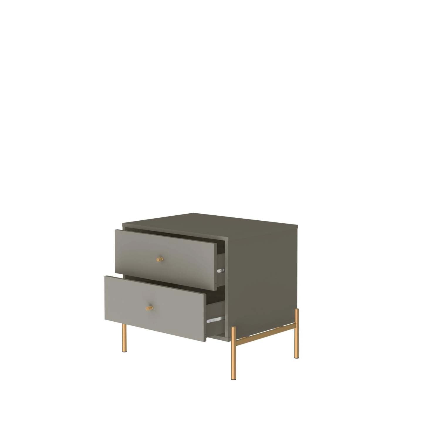 Manhattan Comfort Jasper Nightstand with Steel Gold Legs - Grey Gloss|Table de nuit Jasper de Manhattan Comfort avec pattes en acier doré - gris lustré
