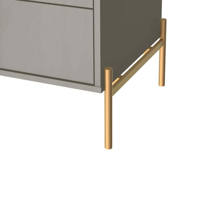 Manhattan Comfort Jasper Nightstand with Steel Gold Legs - Grey Gloss|Table de nuit Jasper de Manhattan Comfort avec pattes en acier doré - gris lustré