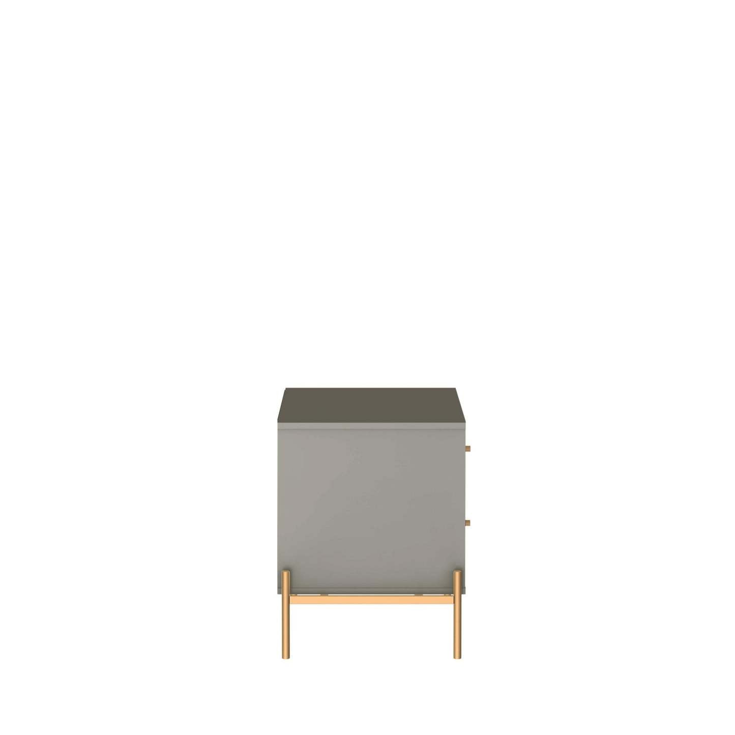 Manhattan Comfort Jasper Nightstand with Steel Gold Legs - Grey Gloss|Table de nuit Jasper de Manhattan Comfort avec pattes en acier doré - gris lustré