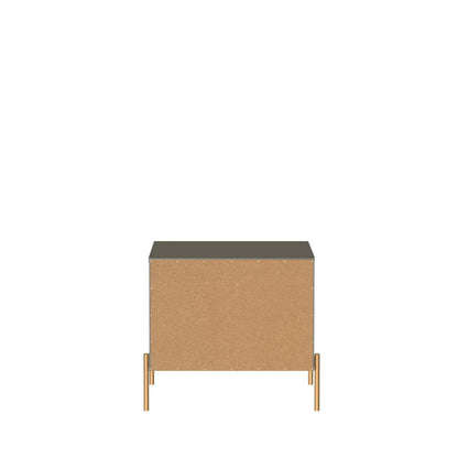 Manhattan Comfort Jasper Nightstand with Steel Gold Legs - Grey Gloss|Table de nuit Jasper de Manhattan Comfort avec pattes en acier doré - gris lustré