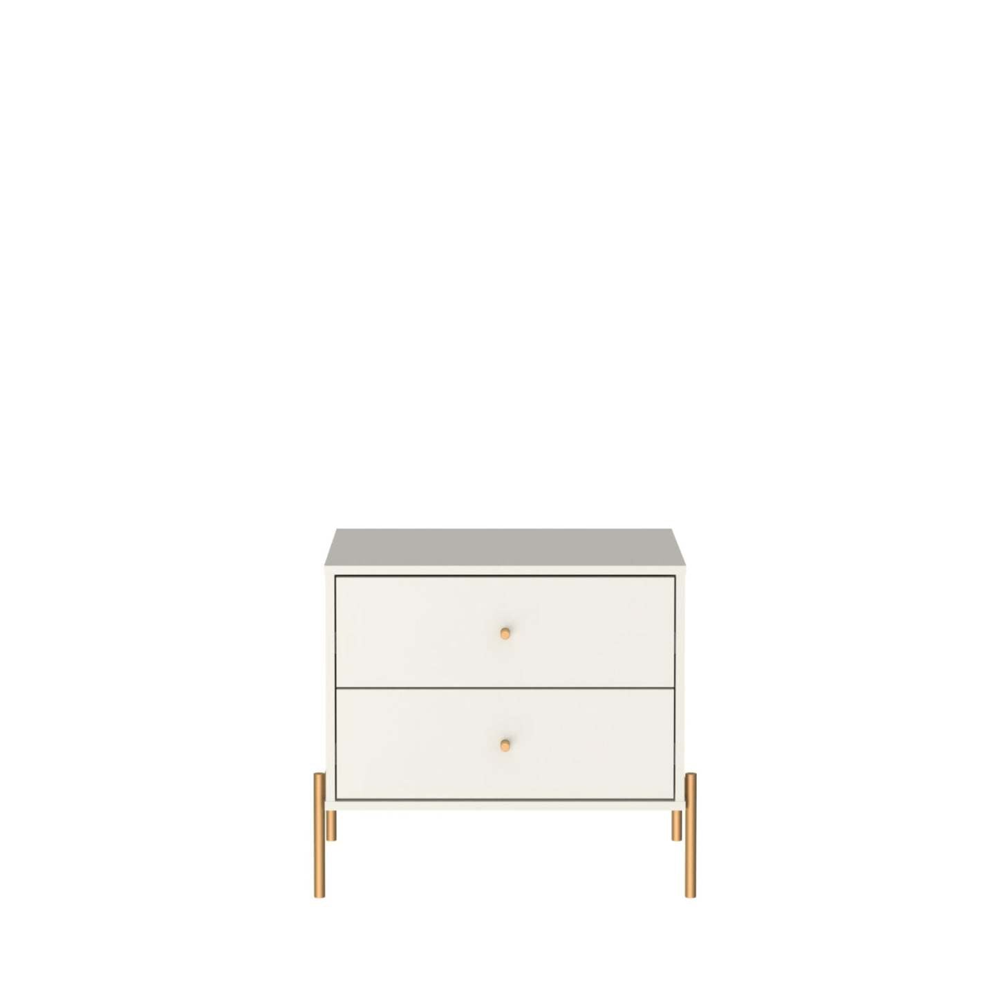 Manhattan Comfort Jasper Nightstand with Steel Gold Legs - Off White Matte|Table de nuit Jasper de Manhattan Comfort avec pattes en acier doré - blanc cassé mat