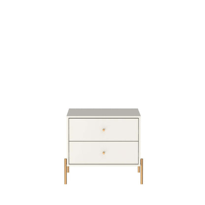 Manhattan Comfort Jasper Nightstand with Steel Gold Legs - Off White Matte|Table de nuit Jasper de Manhattan Comfort avec pattes en acier doré - blanc cassé mat