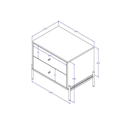 Manhattan Comfort Jasper Nightstand with Steel Gold Legs - Off White Matte|Table de nuit Jasper de Manhattan Comfort avec pattes en acier doré - blanc cassé mat