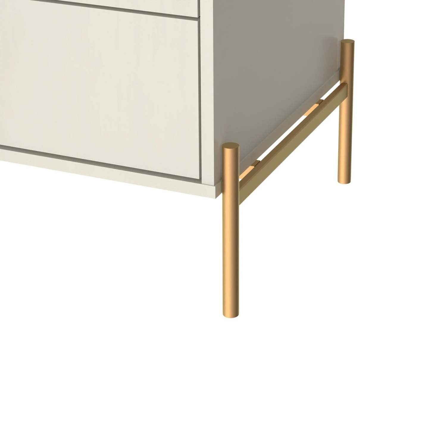 Manhattan Comfort Jasper Nightstand with Steel Gold Legs - Off White Matte|Table de nuit Jasper de Manhattan Comfort avec pattes en acier doré - blanc cassé mat