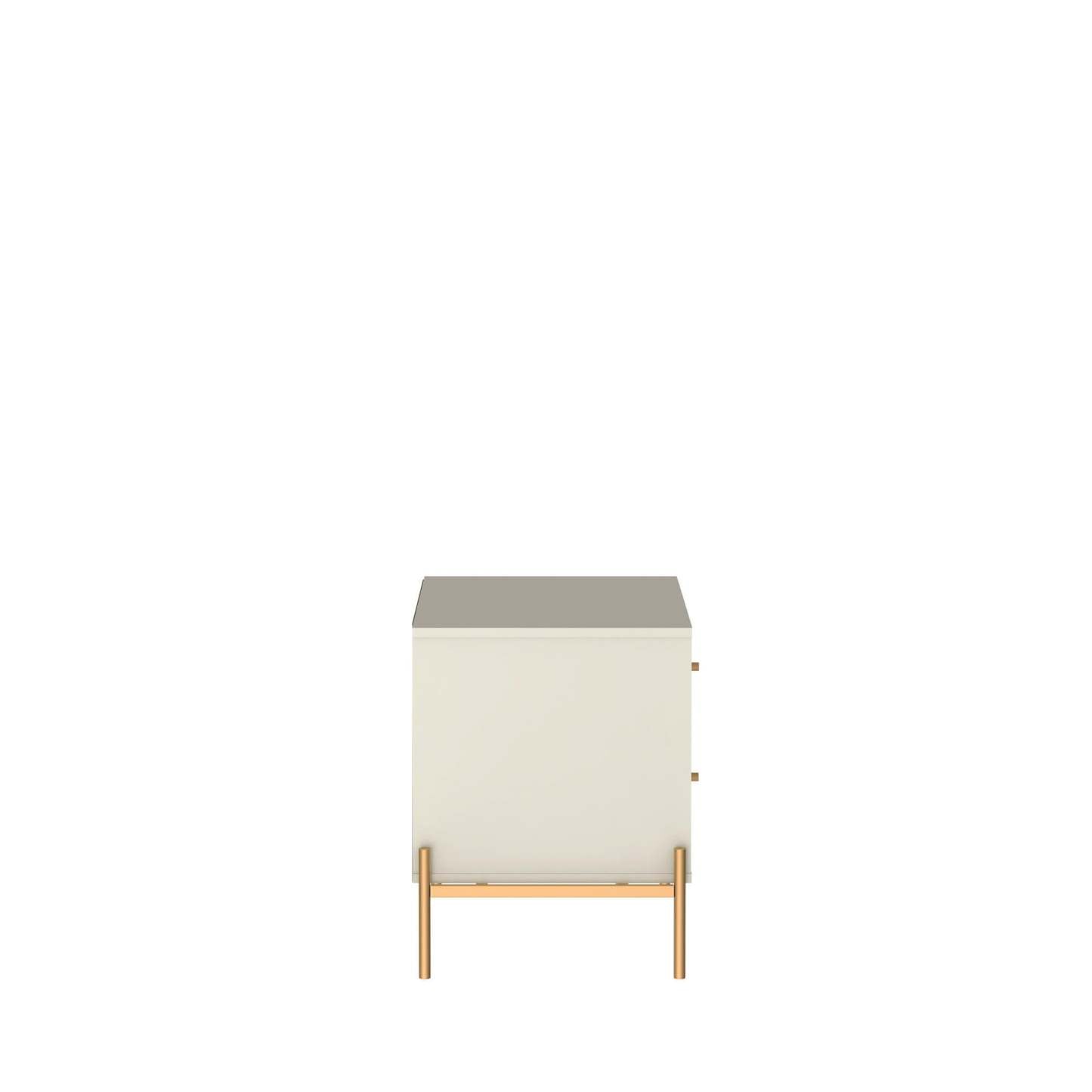 Manhattan Comfort Jasper Nightstand with Steel Gold Legs - Off White Matte|Table de nuit Jasper de Manhattan Comfort avec pattes en acier doré - blanc cassé mat