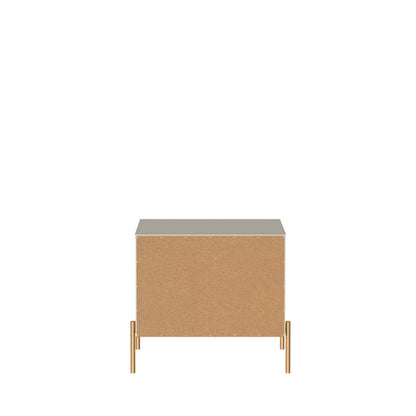 Manhattan Comfort Jasper Nightstand with Steel Gold Legs - Off White Matte|Table de nuit Jasper de Manhattan Comfort avec pattes en acier doré - blanc cassé mat