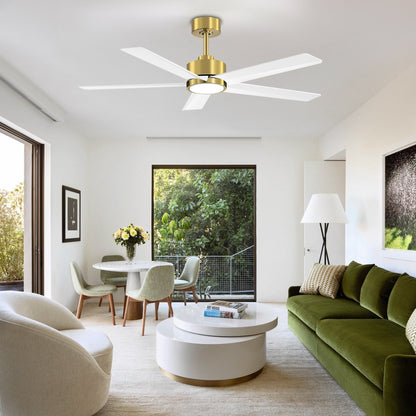 Ventilateur de plafond Breezary 65/52/42 à 5 pales avec éclairage LED, télécommande incluse.