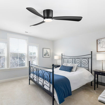 Ventilateur de plafond encastré noir/blanc de 52 pouces avec télécommande et éclairage LED (3 pales)