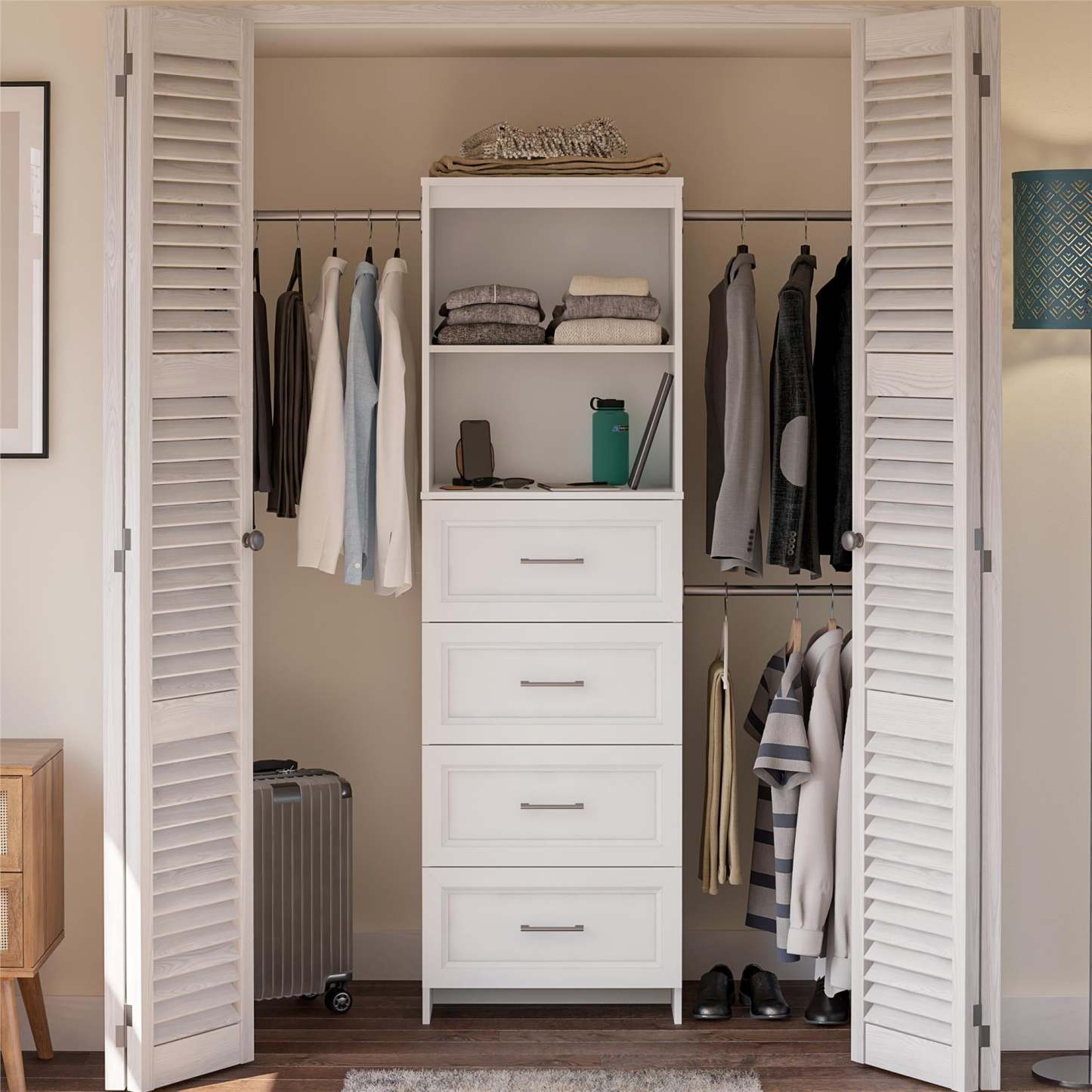 Ameriwood Home Nevaeh Ridge 4-Drawer Closet Storage - White|Rangement de garde-robe Nevaeh Ridge Ameriwood Home à 4 tiroirs - blanc