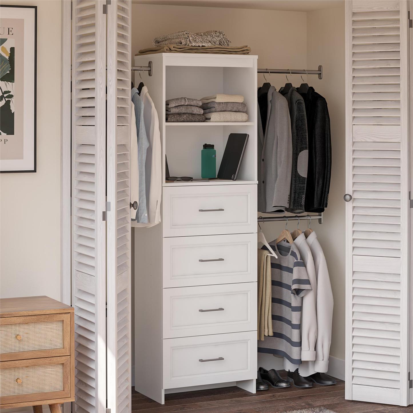 Ameriwood Home Nevaeh Ridge 4-Drawer Closet Storage - White|Rangement de garde-robe Nevaeh Ridge Ameriwood Home à 4 tiroirs - blanc