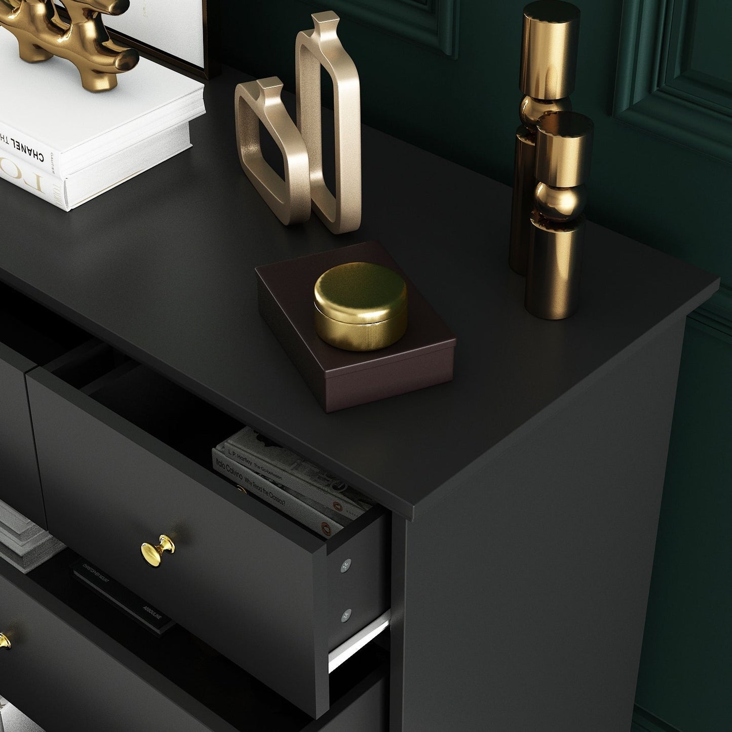 Commode double de 55,1 cm de large avec tiroirs de rangement