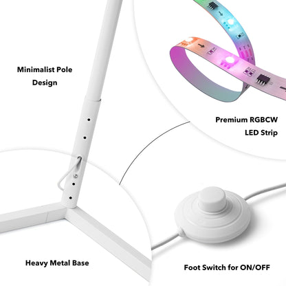 Lampadaire d'angle minimaliste LED en métal RGB 55