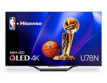 Hisense 55 QLED Mini LED 4K UHD HDR10+ Dolby Vision 144 Hz Google Smart TV (55U78N) | Téléviseur intelligent QLED à mini DEL de Hisense UHD 4K de 55 pouces à 144 Hz avec HDR10+, Dolby VisionMC et Google TVMC (55U78N)