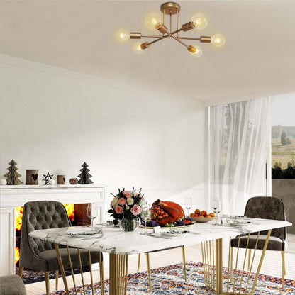 Plafonnier semi-encastré Sputnik moderne en métal léger de 60 cm (23,62 po)