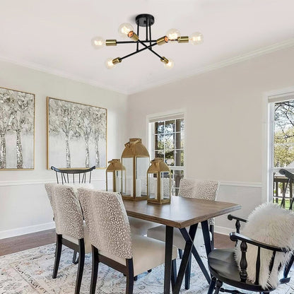 Plafonnier semi-encastré Sputnik moderne en métal léger de 60 cm (23,62 po)