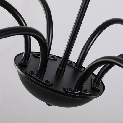 Lustre minimaliste à 6 lumières de 162,5 cm (64 pouces) en noir mat/or/chrome - Non disponible