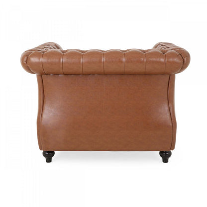 Gibbon Fauteuil confortable en similicuir avec dossier capitonné, fauteuil d'appoint marron | Gibbon Fauteuil Confortable Avec Revetement En Similicuir Et Dossier Capitonne, Marron