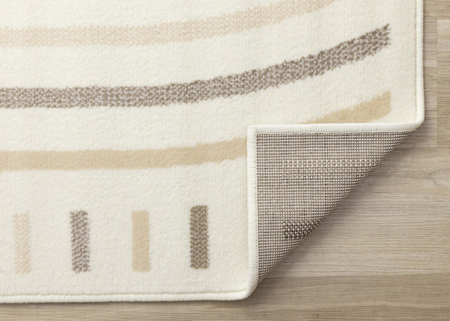 Tapis Forte Cream Beige Brown Curvy Lines - 5'3 x 7'5|Carpette Forte crème, beige et brune à motif de lignes courbées - 5 pi 3 po x 7 pi 5 po