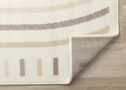 Tapis Forte Cream Beige Brown Curvy Lines - 5'3 x 7'5|Carpette Forte crème, beige et brune à motif de lignes courbées - 5 pi 3 po x 7 pi 5 po