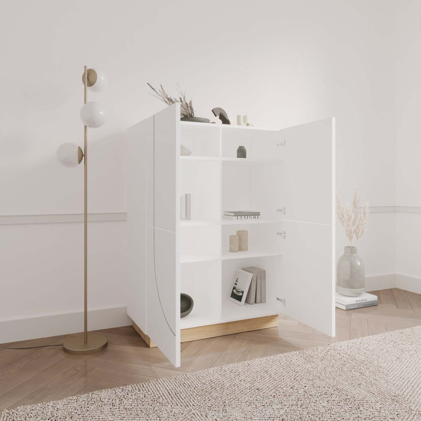 Nordika Nauraa High-Buffet Accent Cabinet - Blanc|Buffet d'appoint haut Nauraa Nordika - blanc