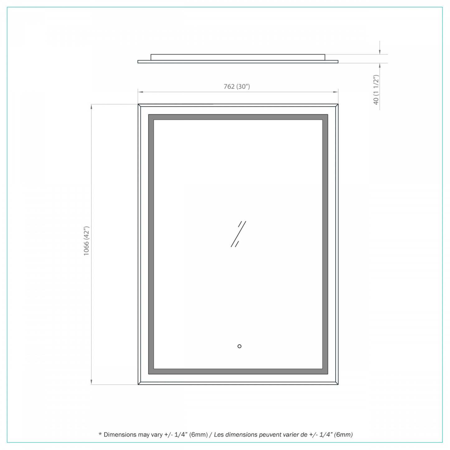Frielle Silver 42 Mirror|Miroir Frielle de 42 po argenté