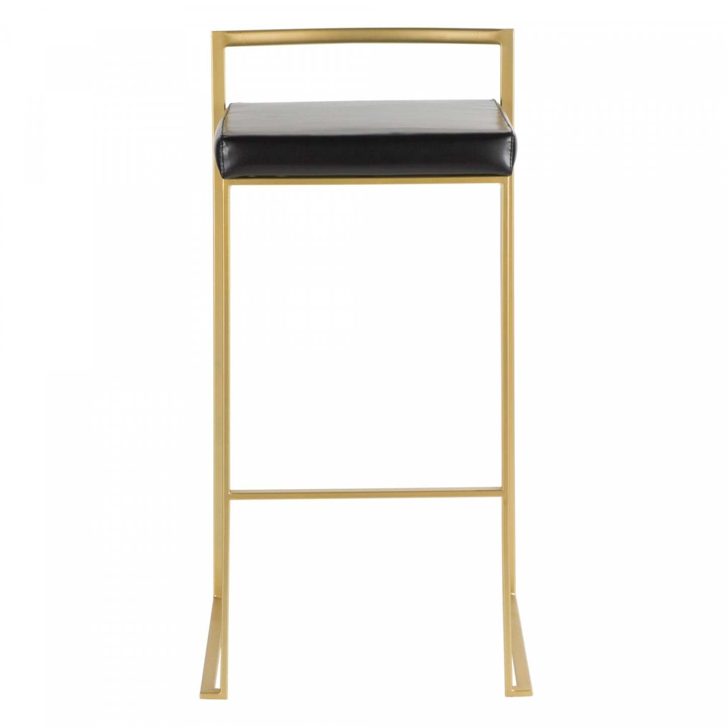 LumiSource Fuji Black Faux Leather Contemporary Barstool - Set of 2|Tabouret bar contemporain Fuji en similicuir noir - ensemble de 2