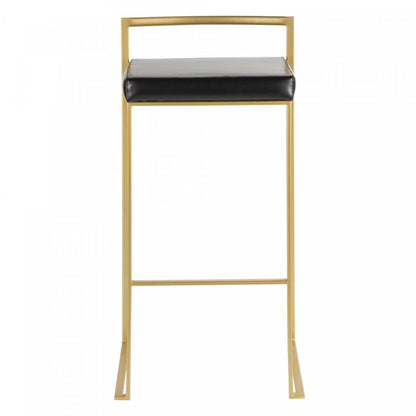 LumiSource Fuji Black Faux Leather Contemporary Barstool - Set of 2|Tabouret bar contemporain Fuji en similicuir noir - ensemble de 2