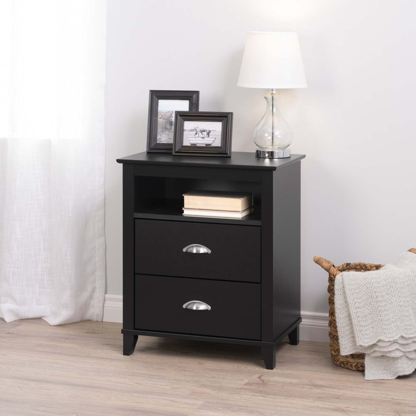 Yaletown 2-Drawer Tall Nightstand - Black|Table de nuit haute Yaletown à 2 tiroirs - noire