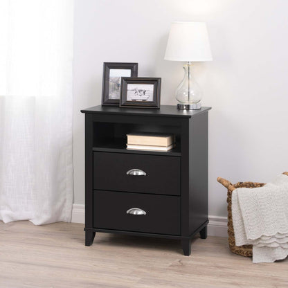 Yaletown 2-Drawer Tall Nightstand - Black|Table de nuit haute Yaletown à 2 tiroirs - noire