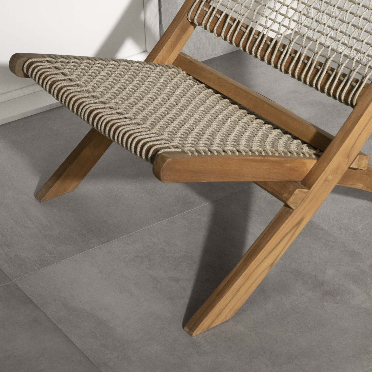 Chaise longue en corde tressée en bois d'agave – Beige/Naturel|Fauteuil de détente Agave en bois et en corde tressée - beige et naturel