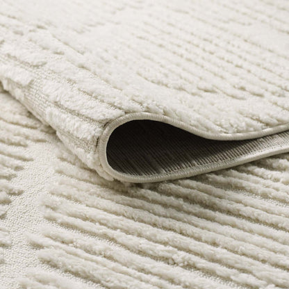 Carpette à poil long Quinto crème à motif de grands treillis - 2 pi 7 po x 8 pi