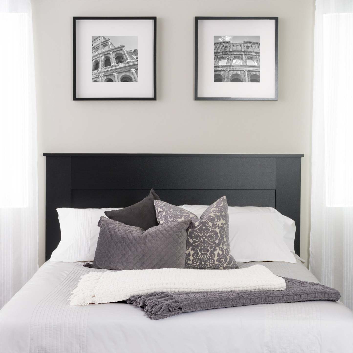 Queen Flat Panel Headboard - Black|Tête de lit à panneau plat pour grand lit - noire