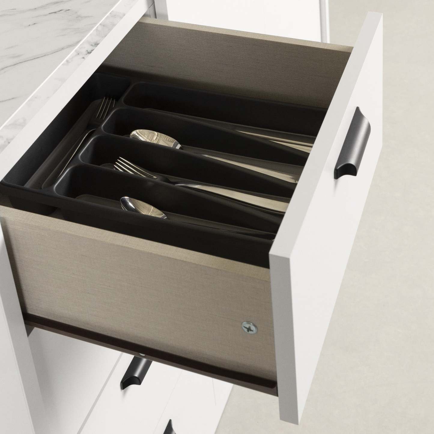 Îlot de cuisine Myro avec rangement - Faux marbre blanc et blanc | Myro Ilot De Cuisine Avec Rangement - Faux Marbre Blanc Et Blanc