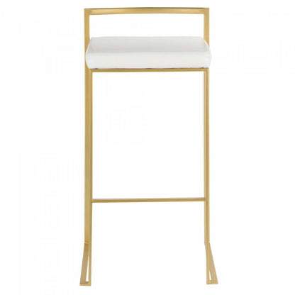 LumiSource Fuji White Faux Leather Contemporary Barstool - Set of 2|Tabouret bar contemporain Fuji en similicuir blanc - ensemble de 2