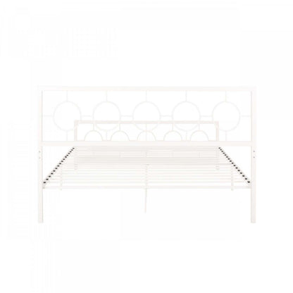Cadre de lit Robert en métal avec tête et pied de lit au design circulaire, taille King, blanc | Robert Cadre de lit en métal avec tête et pied de lit au design circulaire, taille King, blanc