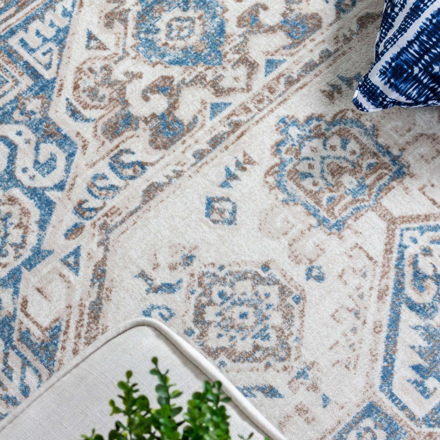 Tapis Shi Vin Bleu 3x5|Carpette Shi bleu rétro 3 x 5|D80GEFIG