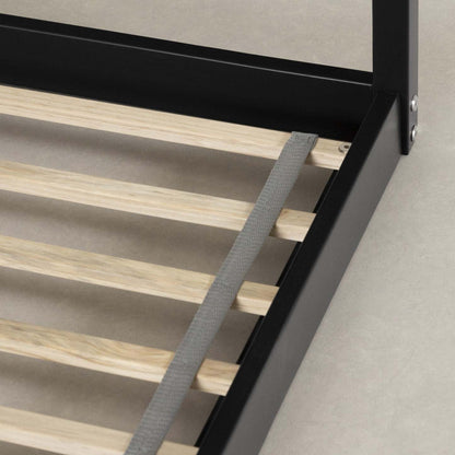 Lit Maison Sweedi avec Cheminée - Noir|Lit maison Sweedi avec cheminée - noir